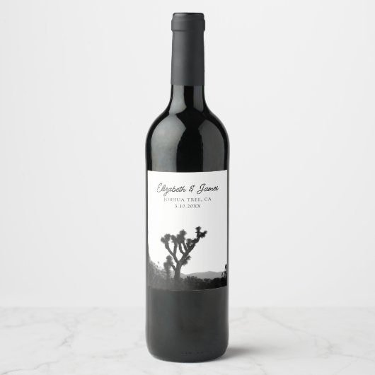 Joshua Tree Trouwgunst Zwart & Wit Wijn Etiket (Voorkant)