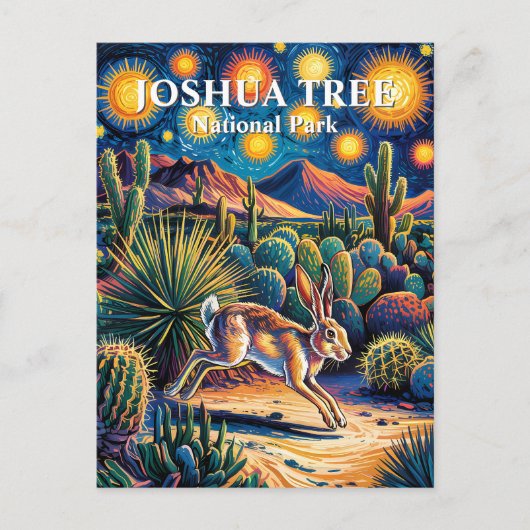 Joshua Tree Van Gogh Woestijn Wildlife Jackrabbit Briefkaart (Voorkant)
