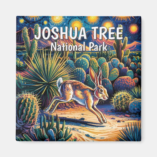 Joshua Tree Van Gogh Woestijn Wildlife Jackrabbit Magneet (Voorkant)