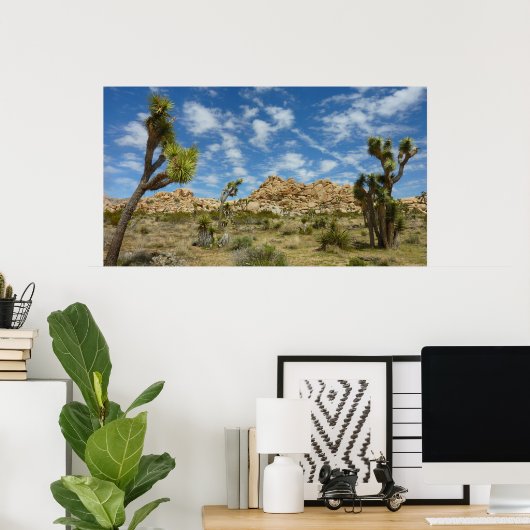 Joshua Trees en Blue Sky woestijnlandschap Poster (Thuiskantoor)