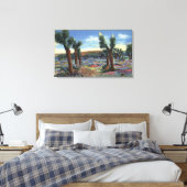 Joshua Trees en Desert Wild Flowers Uitzicht Canvas Afdruk (Insitu (Slaapkamer))