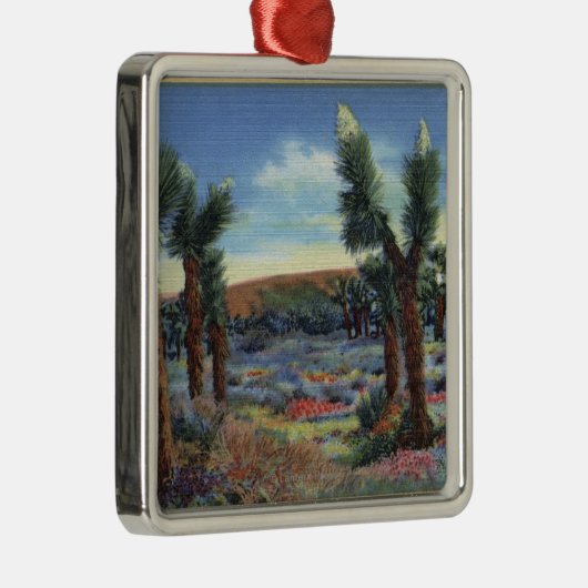 Joshua Trees en Desert Wild Flowers Uitzicht Metalen Ornament (Rechts)