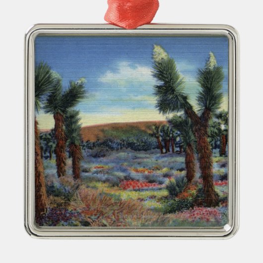 Joshua Trees en Desert Wild Flowers Uitzicht Metalen Ornament (Voorkant)