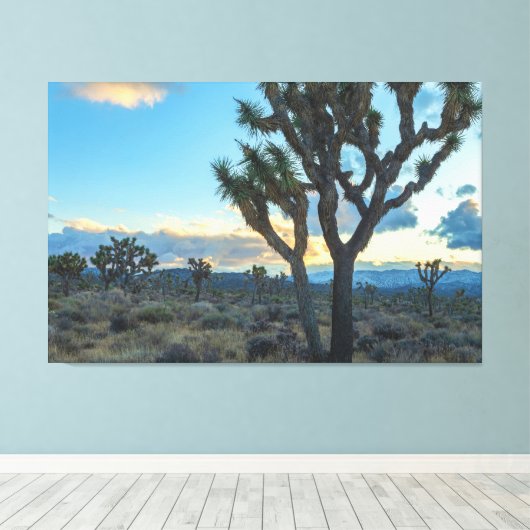 Joshua Trees Landschap bij zonsondergang Canvas Afdruk (Insitu (Houten vloer))