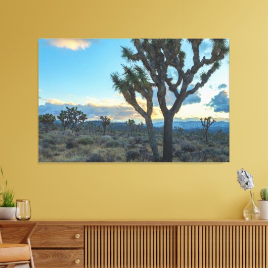 Joshua Trees Landschap bij zonsondergang Canvas Afdruk (Insitu (Woonkamer))