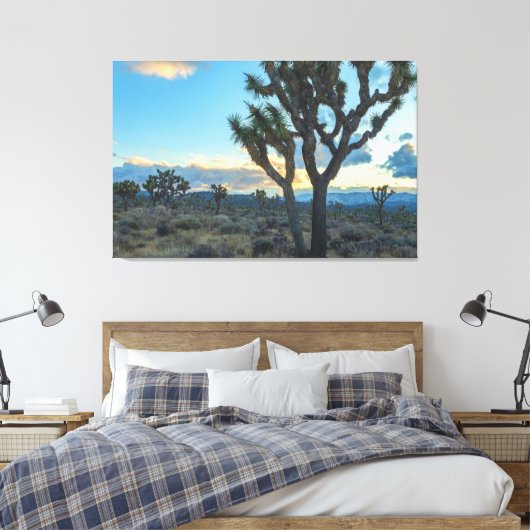 Joshua Trees Landschap bij zonsondergang Canvas Afdruk (Insitu (Slaapkamer))