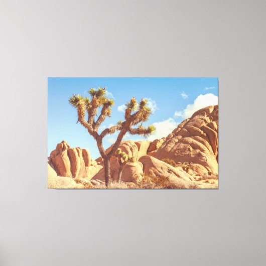 Joshua Trees Landschap met rotsformaties Canvas Afdruk (Voorkant)