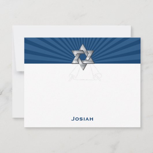 Josiah Silver Jewish Star Bar Mitzvah Hartelijk da Notitiekaartje (Voorkant)