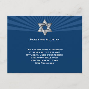 Josiah Silver Jewish Star Bar Mitzvah Uitnodiging