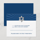 Josiah Silver Jewish Star Bar Mitzvah Uitnodiging (Voorkant / Achterkant)