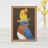 Josiah the bluebird wenskaart kaart (Gele Bloem)