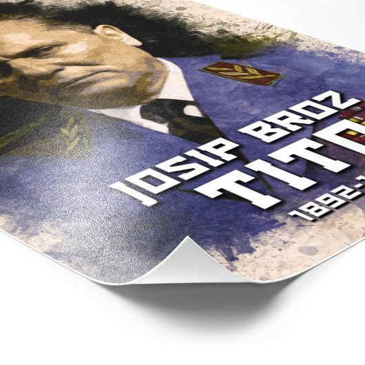 Josip Broz Tito 1892 - 1980 SFRJ kleurenportret Foto Afdruk (Hoek)