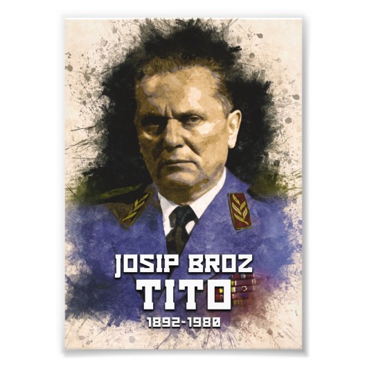 Josip Broz Tito 1892 - 1980 SFRJ kleurenportret Foto Afdruk (Voorkant)