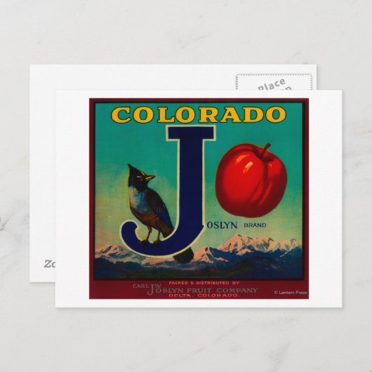 Joslyn Apple Crate Label Briefkaart (Voorkant / Achterkant)
