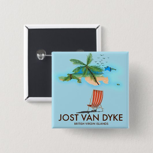 Jost van Dyke Britse Maagdeneilanden. Vierkante Button 5,1 Cm (Voorkant /achterkant)