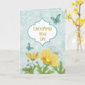 Jou Aanmoedigen Blauwe Bloementuin Aanmoediging Kaart (Gele Bloem)