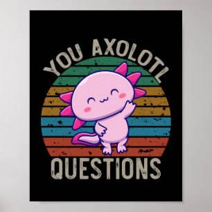 Jou Axolotl Vragen Retro 90s Vintage Zonsondergang Poster
