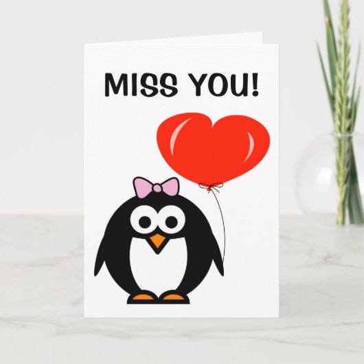 Jou mistende kaart | pinguïn met rode ballon (Voorkant)