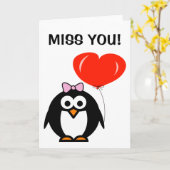 Jou mistende kaart | pinguïn met rode ballon (Gele Bloem)