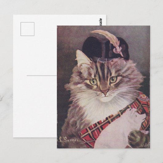 Joueur de cornemuse chat briefkaart (Voorkant / Achterkant)