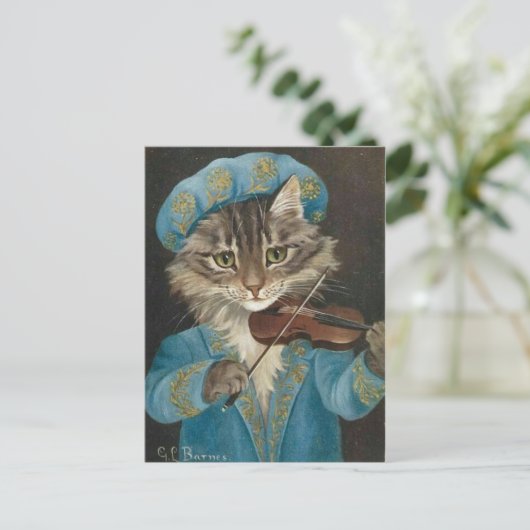 Joueur de violon chat briefkaart (Staand voorkant)