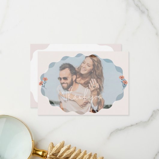 Jouful Floral bruiloft uitnodiging Dank u kaarten (Voorkant / Achterkant in situ)