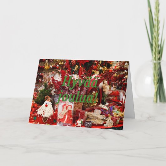 Joulua van Hyvää! Vrolijke Kerstmis in Finse gf Feestdagen Kaart (Voorkant)