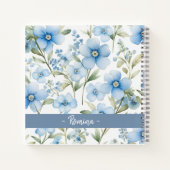 JOURNAL Aquarel blauw bloemen op maat notitieboek (Achterkant)