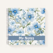 JOURNAL Aquarel blauw bloemen op maat notitieboek (Voorkant)