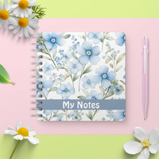 JOURNAL Aquarel blauw bloemen op maat notitieboek