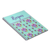 Journal Book Pansy Mint Aqua Recipe Floral Notitieboek (Rechterzijde)