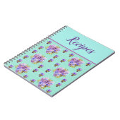 Journal Book Pansy Mint Aqua Recipe Floral Notitieboek (Linkerzijde)
