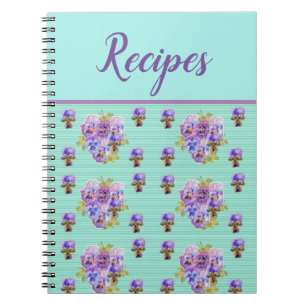 Journal Book Pansy Mint Aqua Recipe  Floral Notitieboek