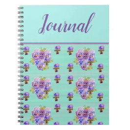 Journal Book Pansy Shabby Mint Aqua  Floral Notitieboek