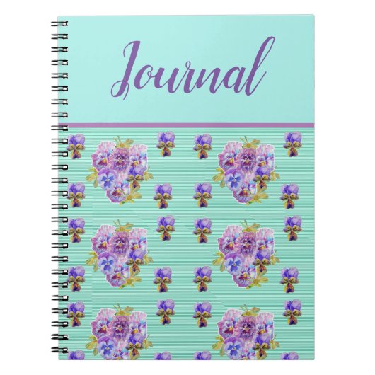 Journal Book Pansy Shabby Mint Aqua Floral Notitieboek (Voorkant)