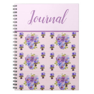 Journal Book Pansy Shabby Paarse  Floral Notitieboek