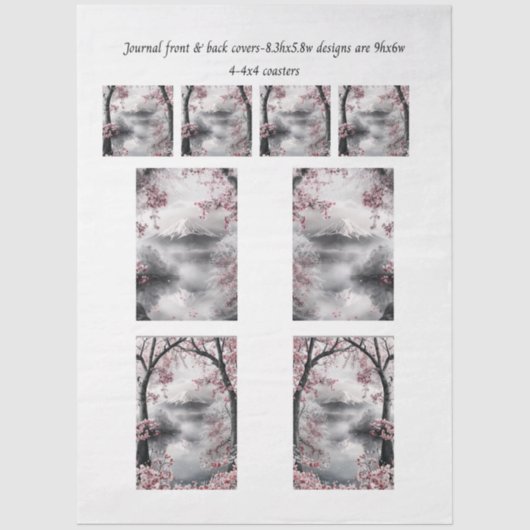 Journal Covers Mount Fuji Cherry Blossom Coasters  Tissuepapier (Voorkant)