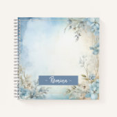 JOURNAL MUTED blauw bloemen aangepaste spiraal not Notitieboek (Voorkant)