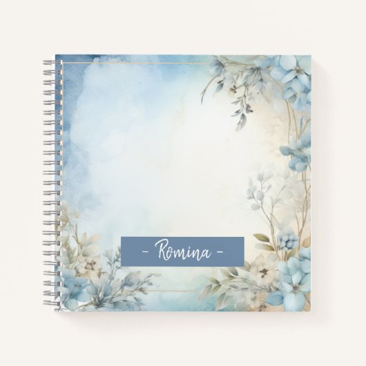 JOURNAL MUTED blauw bloemen aangepaste spiraal not Notitieboek (Voorkant)