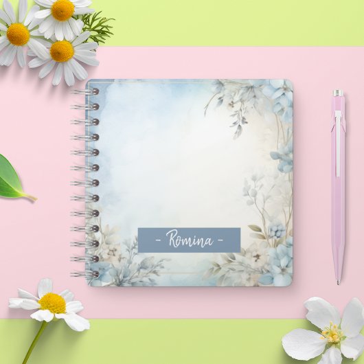 JOURNAL MUTED blauw bloemen aangepaste spiraal not Notitieboek