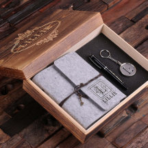Journal, Pen en Sleutelhanger Gift Set - Licht gri