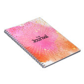 Journal Roze Oranje Sterren Waterverf Monogram Notitieboek (Rechterzijde)