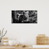 Journaling alleen in de bossen B&W foto Poster (Keuken)