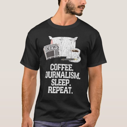Journalist Koffee Journalism Sleep Grafisch herhal T-shirt (Voorkant)