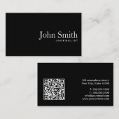 Journalist Minimalist Plain Black QR Code Visitekaartje (Voorkant / Achterkant)