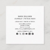 Journalist Muziek Radio Professionele Foto Vierkante Visitekaartje (Achterkant)