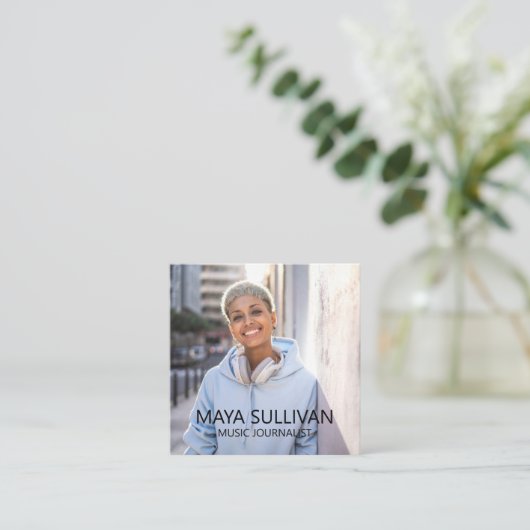 Journalist Muziek Radio Professionele Foto Vierkante Visitekaartje (Staand voorkant)