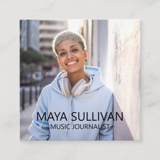 Journalist Muziek Radio Professionele Foto Vierkante Visitekaartje (Voorkant)