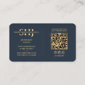 Journalist Objectief Elegant Blauw Monogram Modern Visitekaartje (Achterkant)