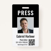 Journalist of Reporter Photo QR Code Pass ID Badge (Voorkant)